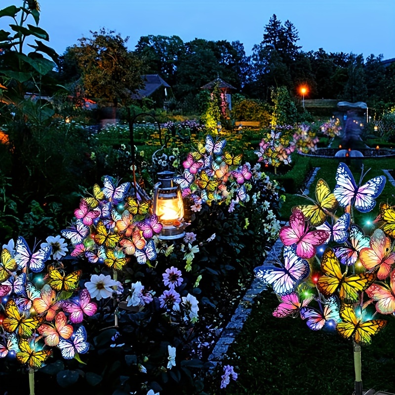Smart Garden Lamp - พลังงานแสงอาทิตย์ LED สวนผีเสื้อไฟกันน้ําที่มีสีสันโคมไฟสนามหญ้ากลางแจ้งสําหรับลานลานเทศกาลคริสต์มาสตกแต่งหลังคา