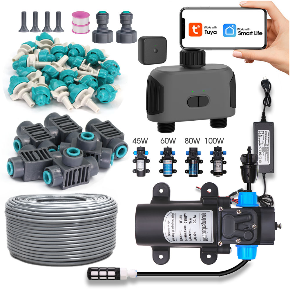 Smart Garden Water Timer - ใหม่30-50เมตร2ทาง WiFi บลูทูธเข้ากันได้จับเวลาระบบชลประทานหมอก4-9L/ชั่วโมงสเปรย์สวนระบายความร้อนรดน้ำชุดสำหรับพืช