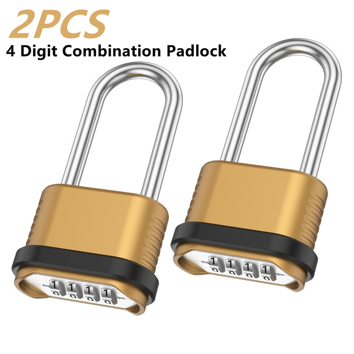 Smart Garden Gate Lock - กุญแจรหัสแบบผสม 4 หลัก ตัวล็อคยาว 2/8 ชิ้น