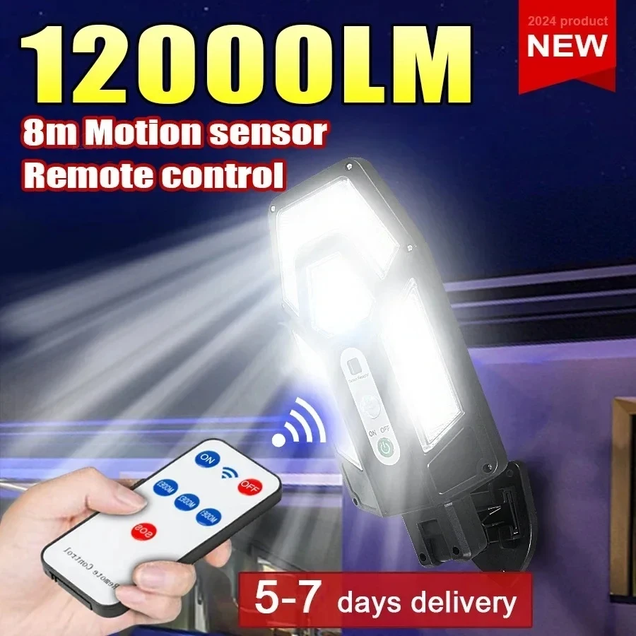Smart Garden Lamp - โคมไฟติดผนังพลังงานแสงอาทิตย์ทรงพลัง 12000 ลูเมน พร้อมรีโมท ไฟส่องสว่างกลางแจ้งกันน้ำระดับ IP65