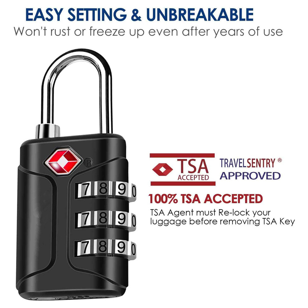 Smart Garden Gate Lock - กุญแจล็อคกระเป๋าเดินทางที่ได้รับการรับรองจาก TSA, กุญแจล็อคแบบรหัสสำหรับการเดินทาง, กุญแจล็อคกันน้ำ 3 หลัก,