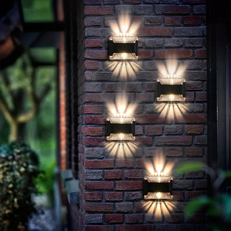Smart Garden Led Lights - ไฟติดผนังพลังงานแสงอาทิตย์ 4 ชิ้น: ไฟ LED สำหรับทางเข้าภายนอกอาคาร,