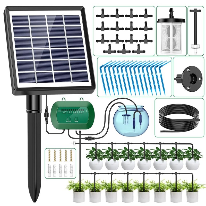 Smart Garden Water - พลังงานแสงอาทิตย์อัจฉริยะชลประทานชุด 6V 2W ในตัว 1800mAh แบตเตอรี่ชลประทานสําหรับกระถางต้นไม้