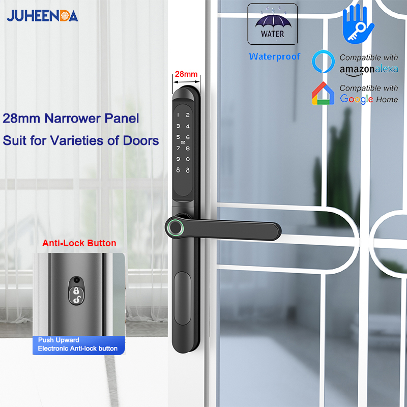 Smart Garden Gate Lock - แอป ttlock ตัวล็อคประตูอลูมิเนียมอัจฉริยะกันน้ำรหัสผ่านดิจิตอลตัวล็อคประตูกระจกบานเลื่อนอิเล็กทรอนิกส์ระยะไกล