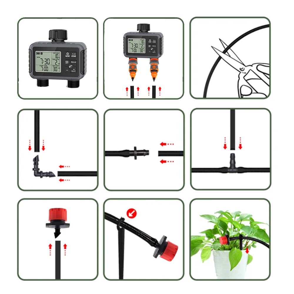 จอแสดงผล LCD แบบสองโซนอิสระ ตั - Smart Garden Water Timer บทวิจารณ์และราคา